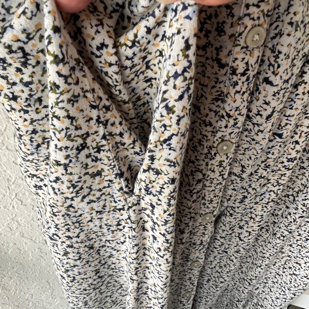 Sonoma Goods For Life Linen Blend Midi Dress Large Floral Button Front Pockets - Picture 6 of 8